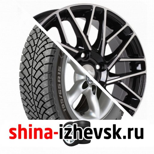 Колесо в сборе BF Goodrich G Force Stud 215/65 R16 Q 102 + СКАД Сиена 6.5xR16 5×112 ET46 DIA57.1 Черный глянцевый с полированной лицевой поверхностью в Ижевске